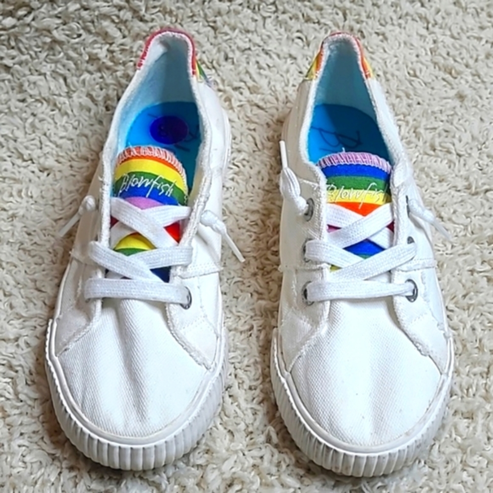Blowfish White Sneakers with Rainbow Accents